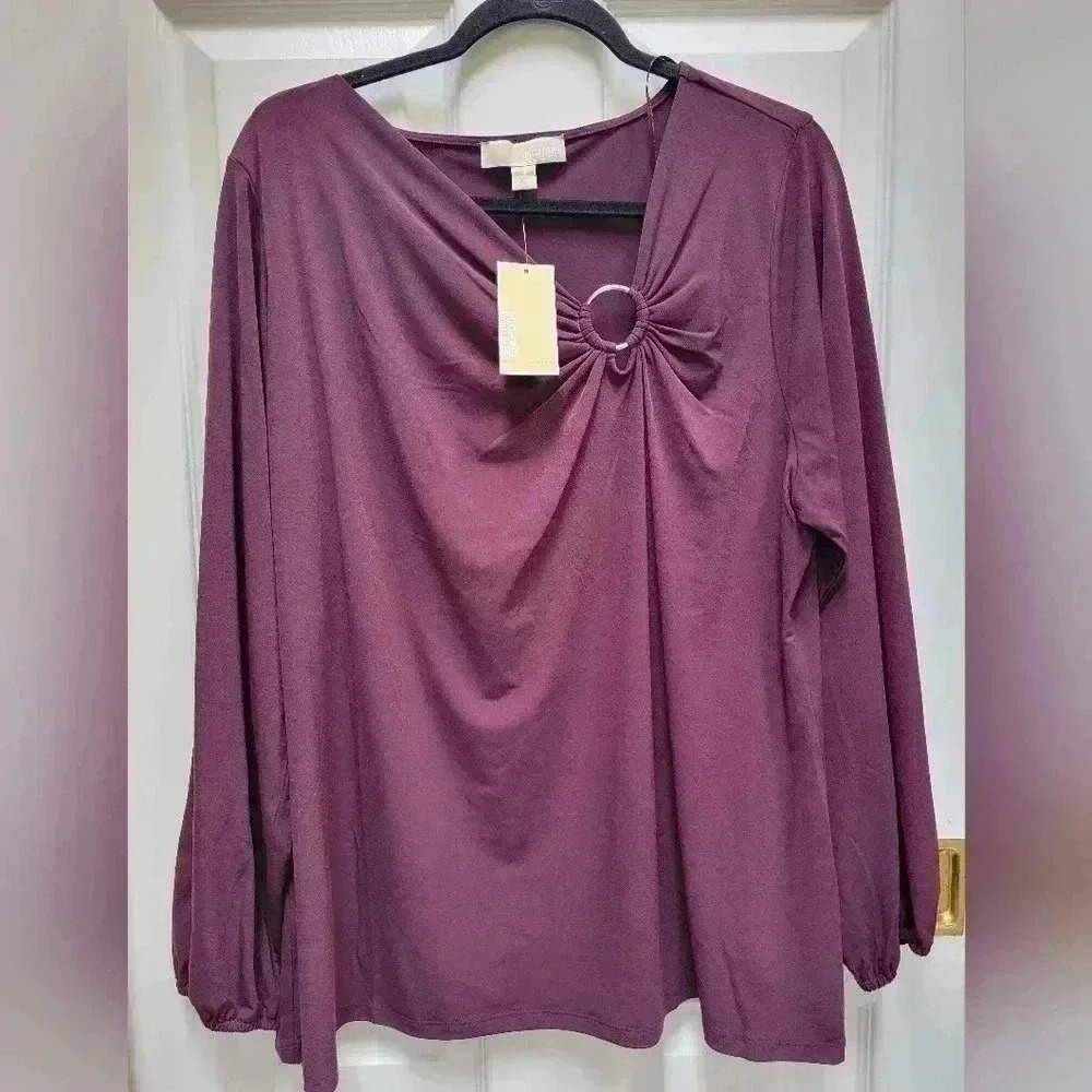 Michael Kors Kordavan Burgundy Hoop Neckline Plus Size 2x NWT